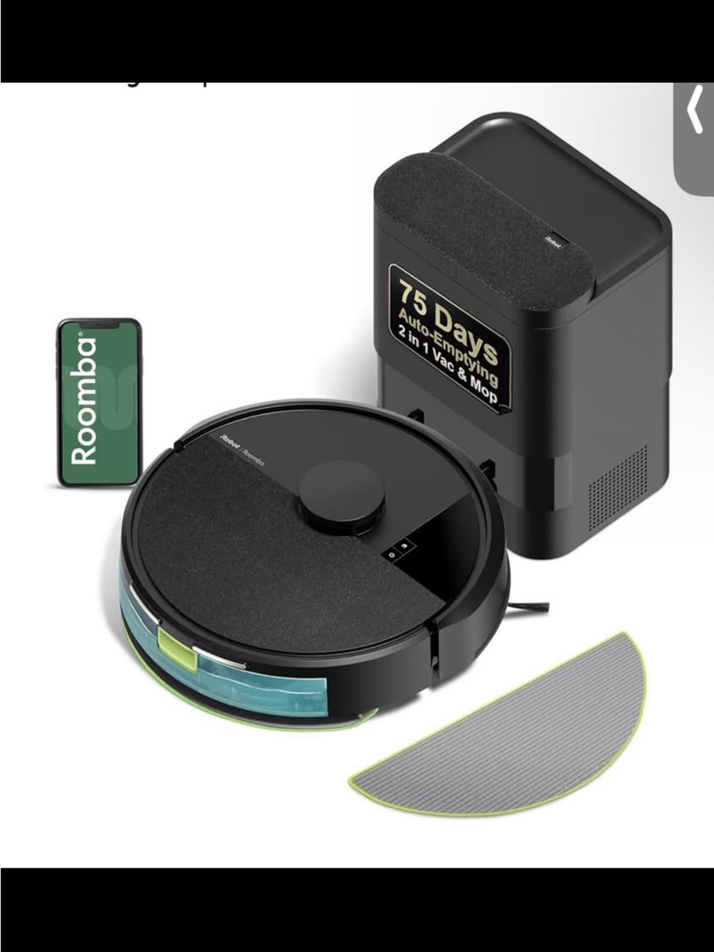 Roomba-Compatible Robot Vacuum & Auto-Empty Base in Black